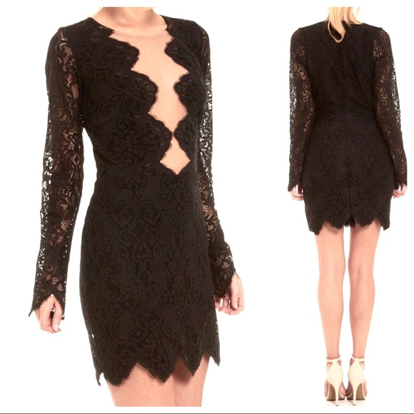 For Love And Lemons Dresses & Skirts - For Love & Lemons Eyelash Lace Little Black Dress